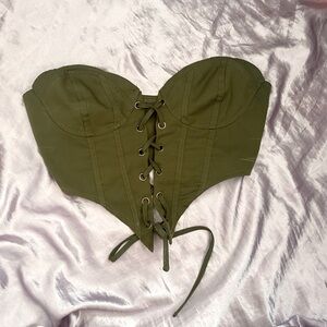 Corset Style Dark Green Top worn once